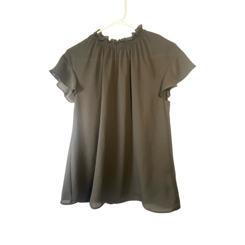 Express Charcoal Ruffle Sleeve Blouse